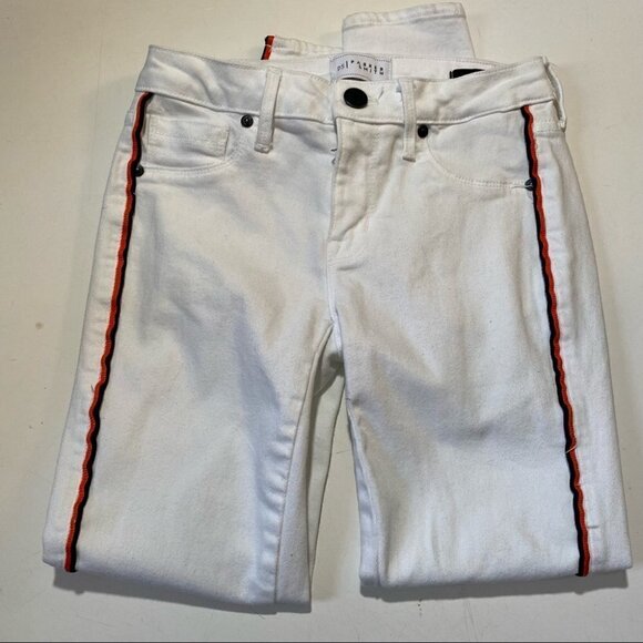 Parker Smith White Twisted Seam Striped Skinny Jeans - Picture 4 of 9